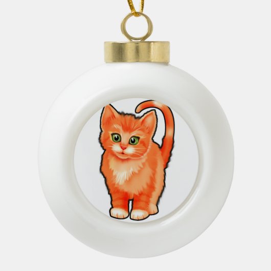 Keramische bal opknoping Kerstmis kitten decoratie (Voorkant)