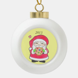Keramische balornament 'Santa houdt van koekjes' Bal Ornament