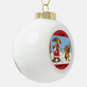 Keramische balversiering met Santa en zijn Caddie Keramische Bal Ornament (Links)