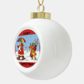 Keramische balversiering met Santa en zijn Caddie Keramische Bal Ornament (Rechts)