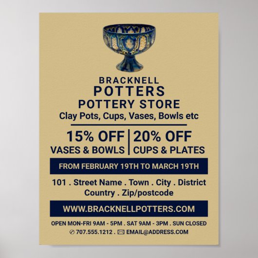 Keramische Beker, Pottenbakkerij Winkel, Pottenbak Poster (Voorkant)