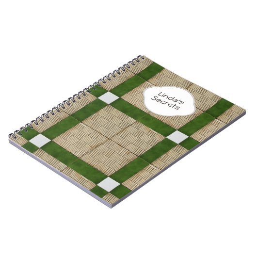 Keramische betonnen tegels groene grijze tekst notitieboek (Linkerzijde)