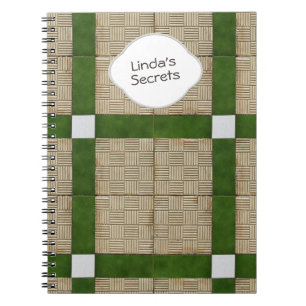 Keramische betonnen tegels groene grijze tekst notitieboek