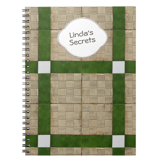 Keramische betonnen tegels groene grijze tekst notitieboek (Voorkant)