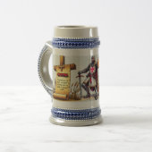 Keramische bier mok met Crusader Knight design (Voorkant links)