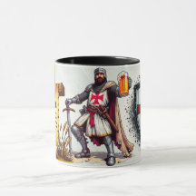 Keramische bier mok met Crusader Knight design