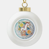 Keramische bol Keltische licorne Keramische Bal Ornament (Voorkant)