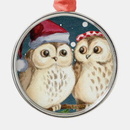 KERAMISCHE CHRISTMAS ORNAMENT, OWLS TIJD CHRISTMAS METALEN ORNAMENT