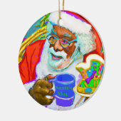 Keramische cirkelvormgeving met zwarte kerstman keramisch ornament (Links)