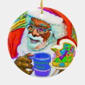 Keramische cirkelvormgeving met zwarte kerstman keramisch ornament (Achterkant)