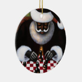 Keramische cirkelvormig ornament Black Santa Chess (Rechts)