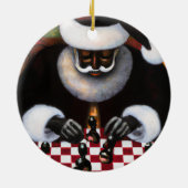Keramische cirkelvormig ornament Black Santa Chess (Achterkant)