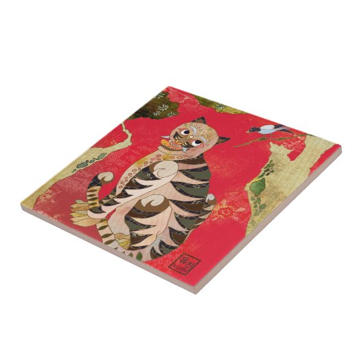 Keramische Deco Tile van de Mapaart en van de Tijg Tegeltje (Zijkant)