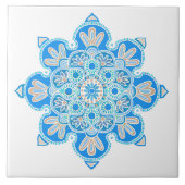 Keramische decoratieve tegel met lichtblauw medail tegeltje (Voorkant)