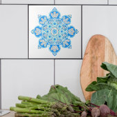 Keramische decoratieve tegel met lichtblauw medail tegeltje