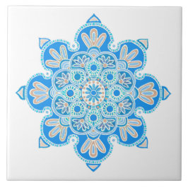 Keramische decoratieve tegel met lichtblauw medail tegeltje