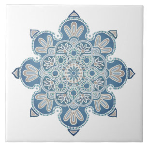 Keramische decoratieve tegel met Smokey Blue Medal Tegeltje