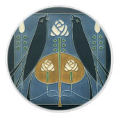 Keramische deur en kast Knobs - Vogels Rozen Keramische Knop (Voorkant)