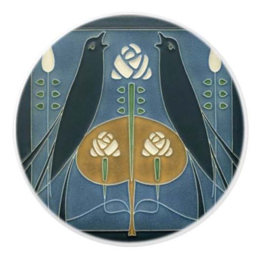 Keramische deur en kast Knobs - Vogels Rozen Knop (Voorkant)