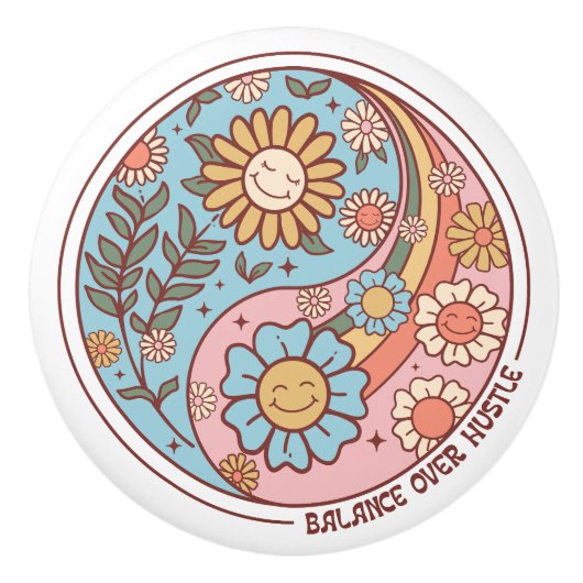 Keramische deurknop - Bloemen Keramische Knop (Voorkant)