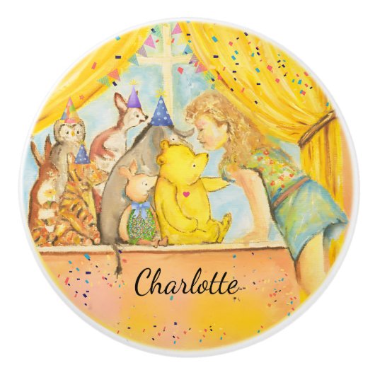 Keramische deurknop - Winnie de Poeh Keramische Knop (Voorkant)