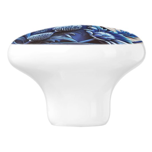 Keramische draaiknop met Scottish Thistles Design Keramische Knop (Zijkant)