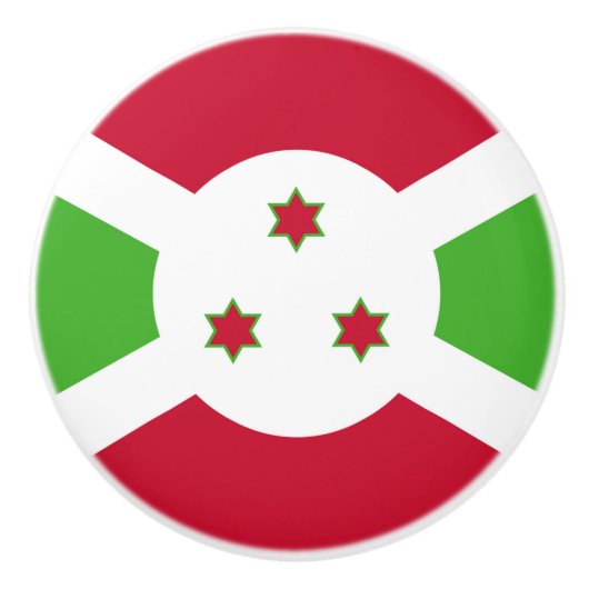 Keramische draaiknop met vlag van Burundi Keramische Knop (Voorkant)