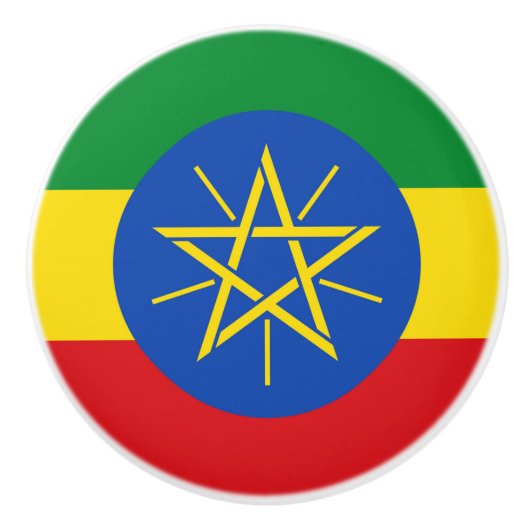 Keramische draaiknop met vlag van Ethiopië Keramische Knop (Voorkant)