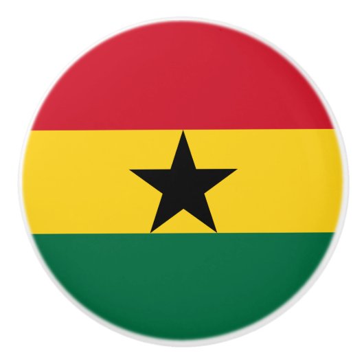 Keramische draaiknop met vlag van Ghana Keramische Knop (Voorkant)
