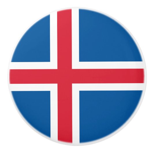Keramische draaiknop met vlag van IJsland Keramische Knop (Voorkant)