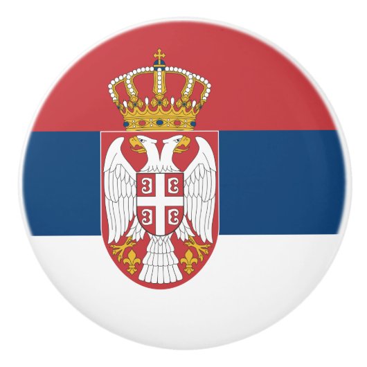 Keramische draaiknop met vlag van Servië Knop (Voorkant)