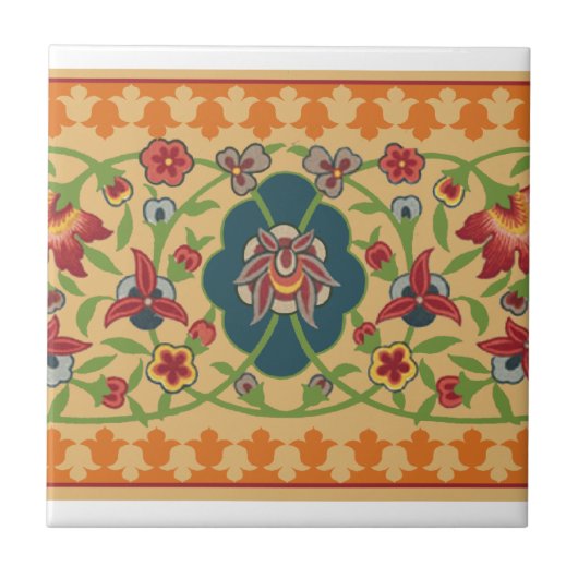 Keramische flacon met Floral Border Tegeltje (Voorkant)