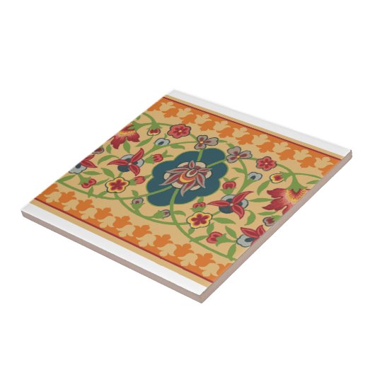 Keramische flacon met Floral Border Tegeltje (Zijkant)