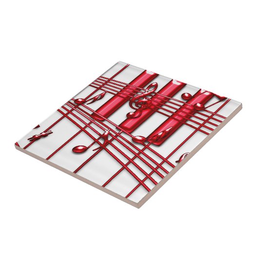 Keramische foto van Red Piano Keyboard Tegeltje (Zijkant)