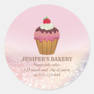 keramische glitterie Homemade cupcakes en snoepje Ronde Sticker