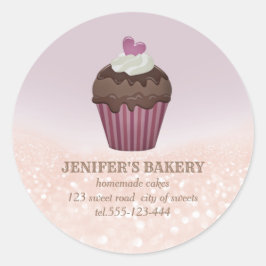  keramische glitterie Homemade cupcakes en snoepje Ronde Sticker