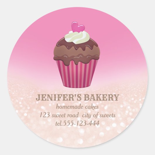  keramische glitterie Homemade cupcakes en snoepje Ronde Sticker (Voorkant)