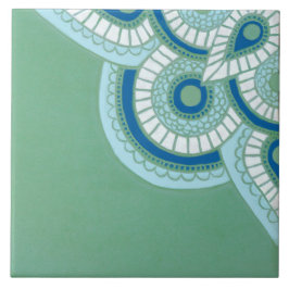 Keramische groene en blauwe geometrische Tegel Tegeltje