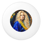 Keramische handgreep deurknop - blauw knop (Voorkant)