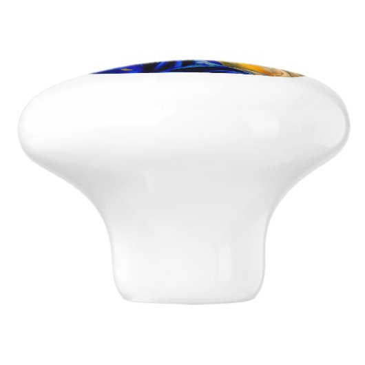 Keramische handgreep deurknop - blauw knop (Zijkant)