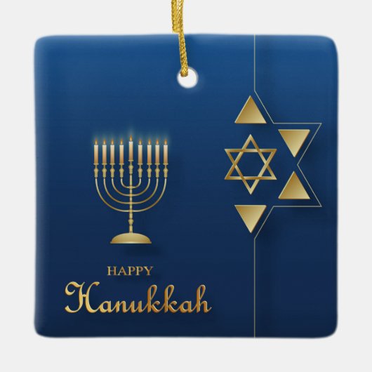 Keramische Hanukkah-versiering Keramisch Ornament (Voorkant)