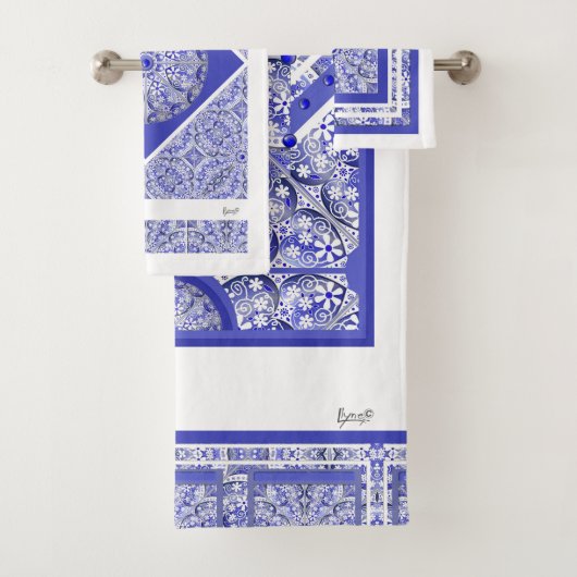 Keramische Kant Blauw van Griekenland Bad Handdoek (Insitu)