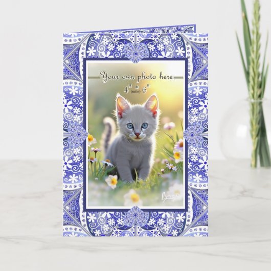 Keramische kant Blauw van Griekenland Bedankkaart (Voorkant)