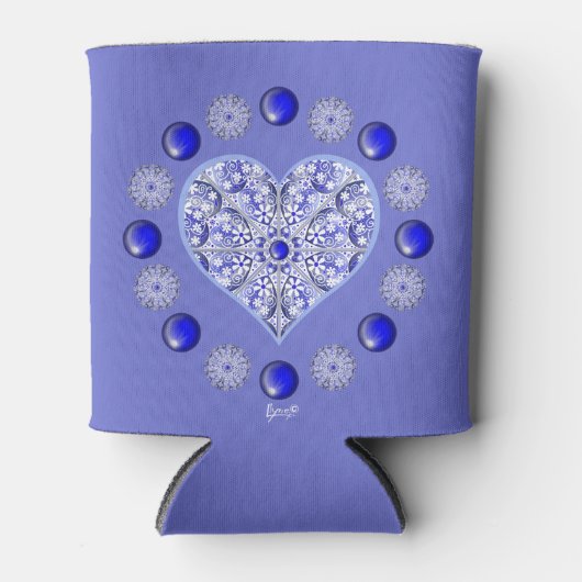 Keramische Kant Blauw van Griekenland Blikjeskoeler (Voorkant)