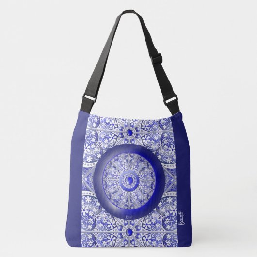 Keramische Kant Blauw van Griekenland Crossbody Tas (Voorkant)