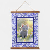 Keramische Kant Blauw van Griekenland Hangend Wandkleed (Voorkant)