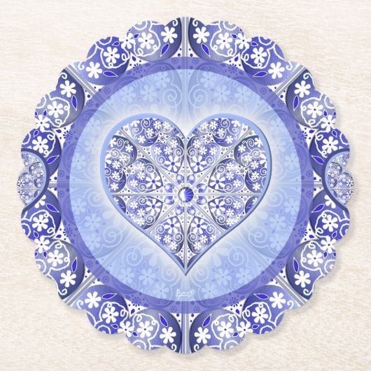 Keramische Kant Blauw van Griekenland Kartonnen Onderzetters (Voorkant)