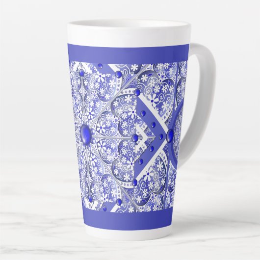 Keramische kant Blauw van Griekenland Latte Mok (Rechterhoek)