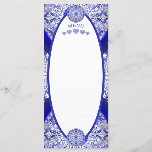 Keramische Kant Blauw van Griekenland Menu (Voorkant)