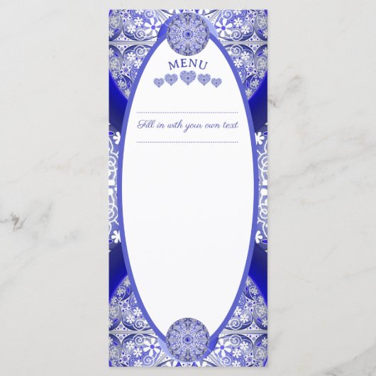 Keramische kant Blauw van Griekenland Menu (Voorkant)